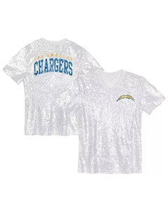 Белый топ с V-образным вырезом и пайетками от Big Girls с надписью Los Angeles Chargers Outerstuff