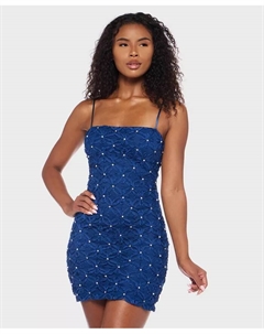 Детское платье-футляр с вышивкой сутажом, синий Alex & sophia