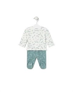 Детский комплект из хлопка с принтом медвежат и радужных звездочек, бирюзовый Tous