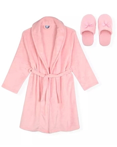 Комплект из двух халатов из фланели и флиса для девочек Little and Big Girls, розовый Max & olivia