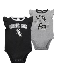 Новорожденные и младенцы, мальчики и девочки, набор из двух боди Chicago White Sox Little Fan, черный и серый меланж Outerstuff