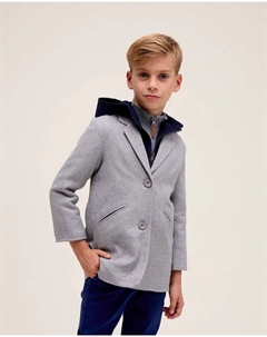 Детское пальто в американском стиле с капюшоном, серый Dadati
