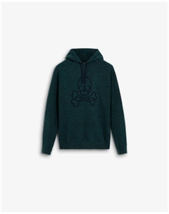 Детский свитер с капюшоном с черепом в контрасте, темно-зеленый Scalpers