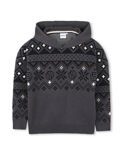 Детский серый хлопковый свитер с капюшоном Boss kidswear