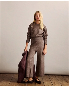 Кроп-топ с рукавами-летучей мышью и пайетками для девочки, коричневый Coconut el corte inglés