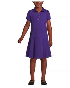 Платье-поло с коротким рукавом и плиссированной сеткой для девочек, фиолетовый Lands' end