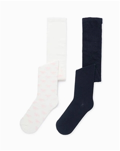 Набор из 2 детских колготок для девочки, темно-синий Zippy