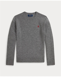 Унисекс свитер из шерсти с круглым вырезом, серый Polo ralph lauren