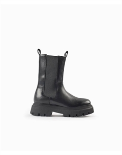 Детские кожаные ботинки с застежкой-молнией, темно-серый Zippy