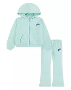 Детский комплект для девочек 4-6X: худи и велюровые леггинсы-клеш, зеленый Nike