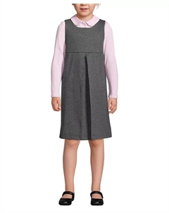 Маленькие девочки джемпер с плиссированной юбкой до колен, серый Lands' end