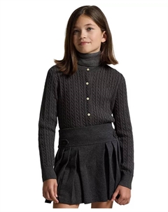 Мини-кардиган из хлопка с кабельным узором для девочек 7-16 лет, черный Polo ralph lauren