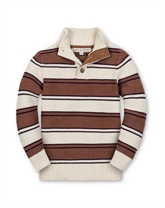 Органический свитер с воротником-стойкой в полоску для мальчиков Little and Big, коричневый Hope & henry