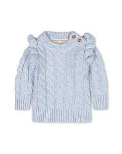Детский свитер с длинными рукавами и воротником-стойкой с рюшами для девочек из органического хлопка, синий Hope & henry