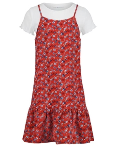 Комплект из двух предметов: футболка с круглым вырезом и платье с мелким принтом для больших девочек Tommy hilfiger