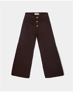 Джинсы для девочки с карманами и косой, коричневый Silbon