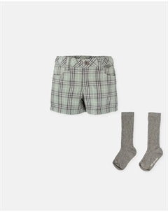 Детский комплект: зеленые шорты в клетку с носками Tutto piccolo