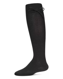 Большие ребристые гольфы с бантом, синий Memoi