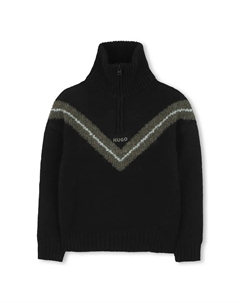 Детский свитер черного цвета с длинными рукавами Hugo
