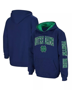 Темно-синий пуловер с капюшоном Big Boys Notre Dame Fighting Irish 2-Hit Team Colosseum