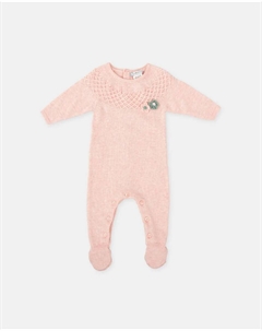 Комбинезон с ножками для младенца из вязального трикотажа с лепестками, розовый Tutto piccolo