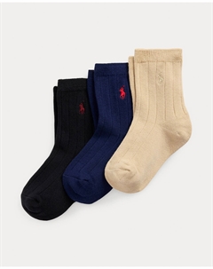 Набор из 3 длинных унисекс носков с вышитой лошадью, мультиколор Polo ralph lauren