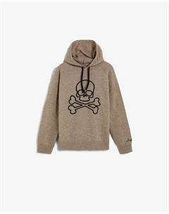 Детский свитер с капюшоном с контрастным черепом, серо-коричневый Scalpers