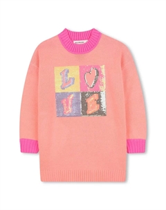 Вязаное детское платье с пайетками, лососевый Billieblush