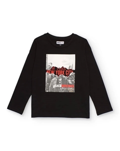Черная детская футболка с длинным рукавом с городской принтом Нью-Йорка Tuc tuc