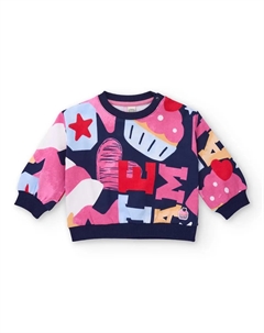 Детская толстовка для девочки в многоцветном исполнении с принтом из букв и кексов Tuc tuc