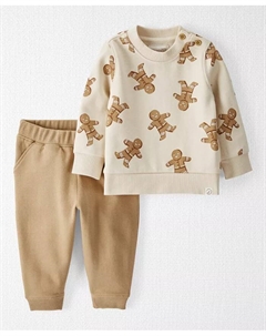 Комплект для мальчиков или девочек с пряничным человечком, свитер и штаны, 2 предмета, загар/бежевый Carter`s