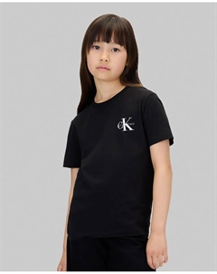 Футболка для мальчика с монограммой CK, черный Calvin klein