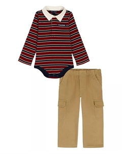 Комплект для мальчиков из поло-боди с длинным рукавом и карго-штанов, мультиколор Tommy hilfiger