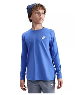Майка с длинным рукавом с вышитым логотипом спортивной одежды для мальчиков и девочек, синий Nike