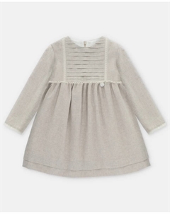 Хлопковое детское платье с вышивкой каменного цвета Martin aranda