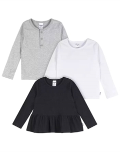 Детские футболки с длинным рукавом, 3 штуки в наборе, белый Gerber