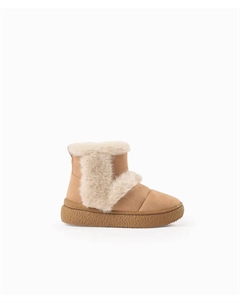 Детские сапоги с подкладкой и меховыми деталями, бежевый Zippy