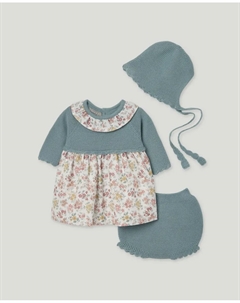 Длинное платье-сарафан средней длины с длинным рукавом и капюшоном, с фантазийным принтом по всей поверхности для ребенка, зеленый Coconut el corte inglés