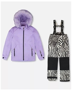 Детский двухкомплектный комбинезон для игр в снегу с принтоваными брюками лавандовый, фиолетовый Deux par deux