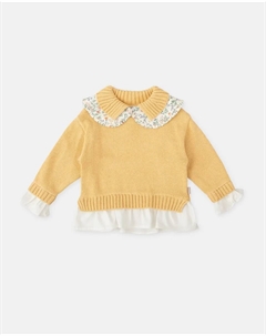 Вязаный детский свитер горчичного цвета с отстегивающимся воротником Tutto piccolo