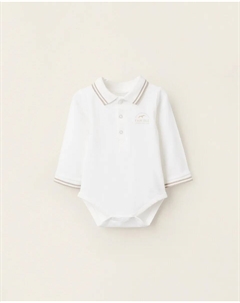 Боди для мальчика с длинным рукавом, белого цвета, в стиле поло Zippy