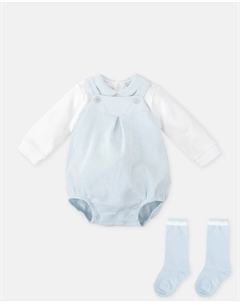 Комплект для малыша комбинезон с футболкой и носками небесно-голубого цвета Tutto piccolo
