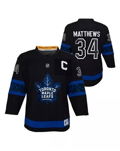 Детская реплика игровой футболки Auston Matthews Toronto Maple Leaf's, черная Outerstuff