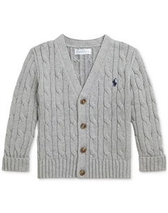 Детский кардиган для мальчиков из хлопка с узором "косичка", серый Polo ralph lauren