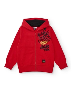 Красная толстовка с капюшоном для мальчика с городским принтом Tuc tuc