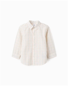 Рубашка для маленького мальчика, 100% хлопок, в клетку, бежевый Zippy