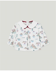 Блузка с длинным рукавом и воротником «питер пэн» с повсеместным принтом для маленькой девочки, красный Coconut el corte inglés