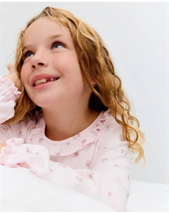 Длинная ночная рубашка с плиссированным воротником и цветочным узором для девочки, розовый Cotton juice