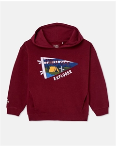 Толстовка с капюшоном и вышивкой мальчика, красный Kids el corte inglés