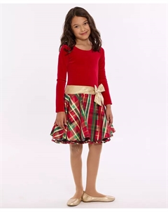 Длинное платье-хипстер для девочек 2T-6X из бархата и клетки, красный Bonnie jean